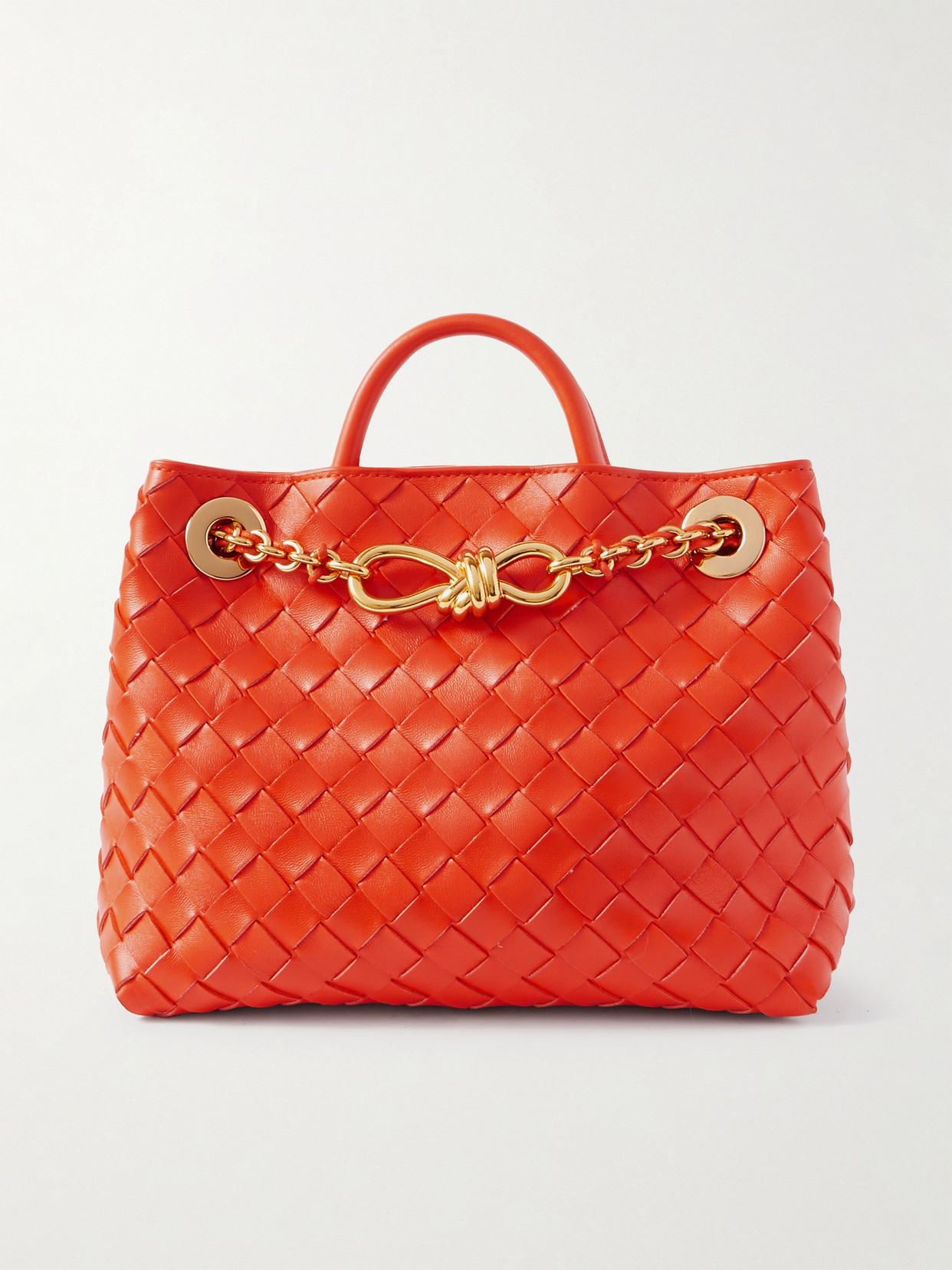 Bottega Veneta Small Andiamo Shoulder Bag With Chain Strap In Orange