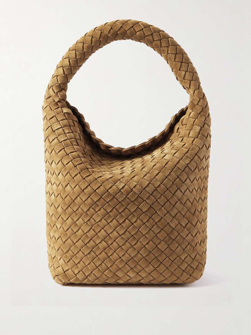 Bottega Veneta Cabat Small Intrecciato Suede Bucket Bag