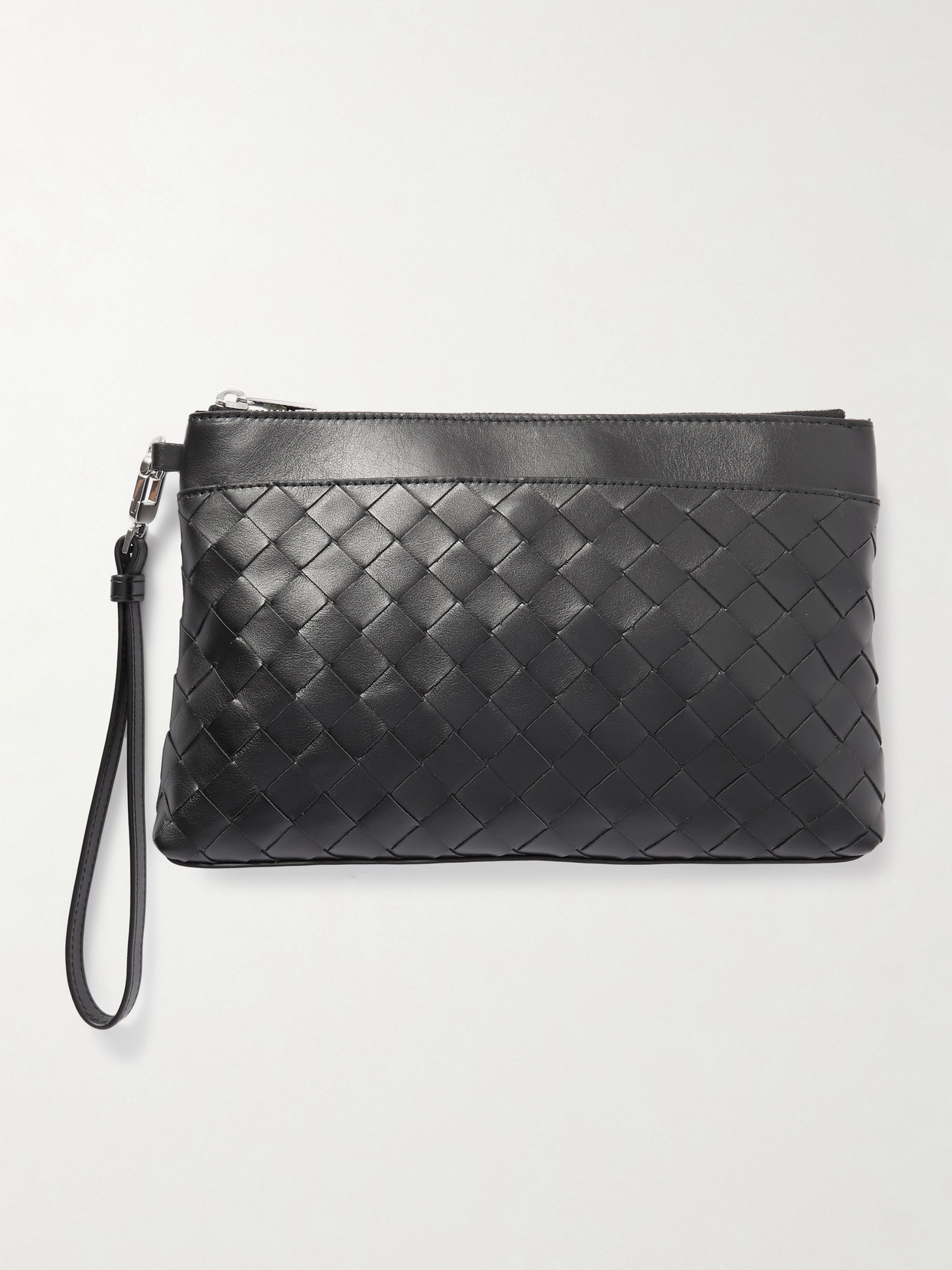 Bottega Veneta Prism Intrecciato Leather Pouch In Black