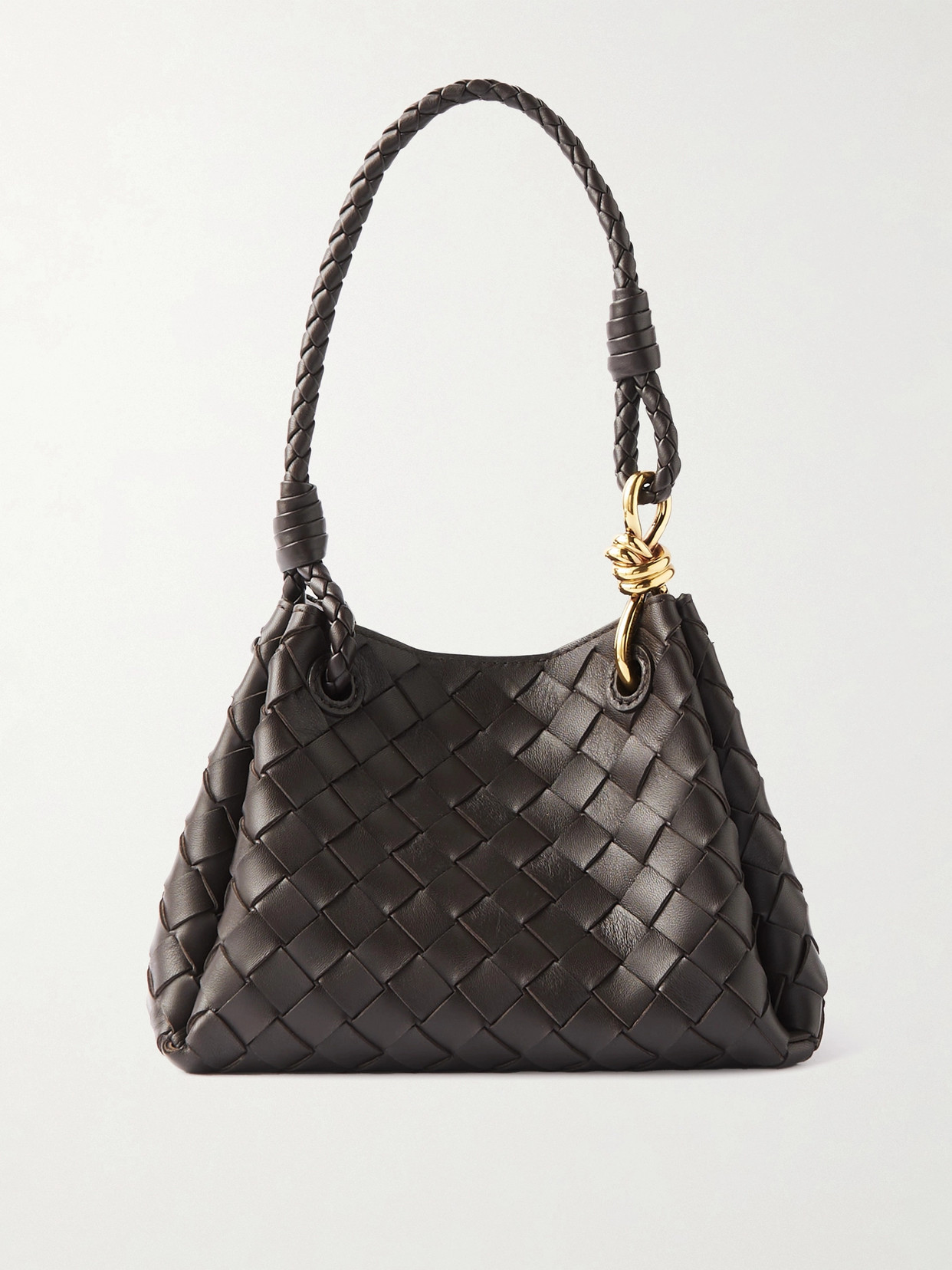 Bottega Veneta Andiamo Parachute Small Intrecciato Leather Shoulder Bag In Brown