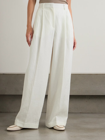 Tod's Pleated linen wide-leg pants