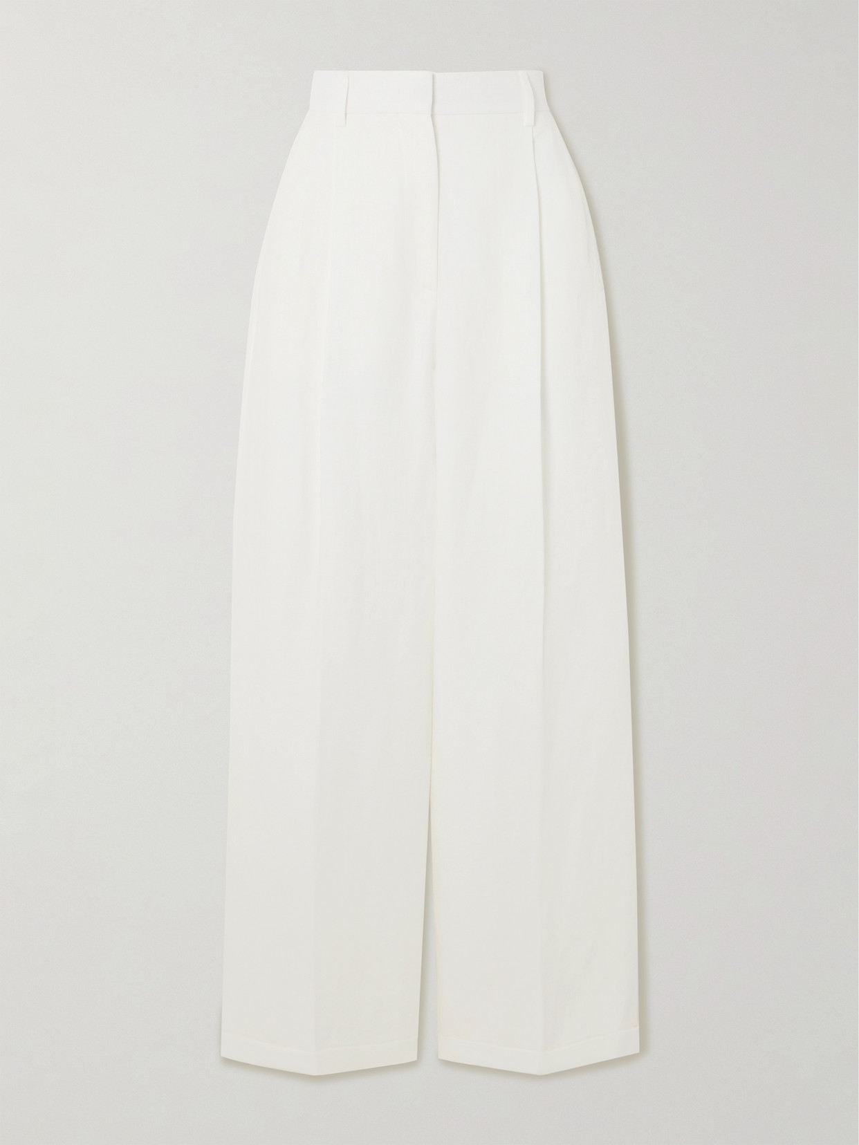 Tod's - Pleated Linen Wide-leg Pants - White