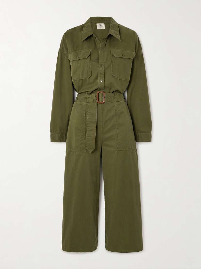 Denimist Utility Belted Cropped Denim Jumpsuit