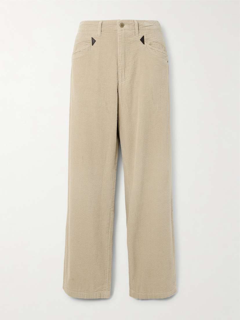 Denimist Teri Appliquéd Cotton-corduroy Wide-leg Pants