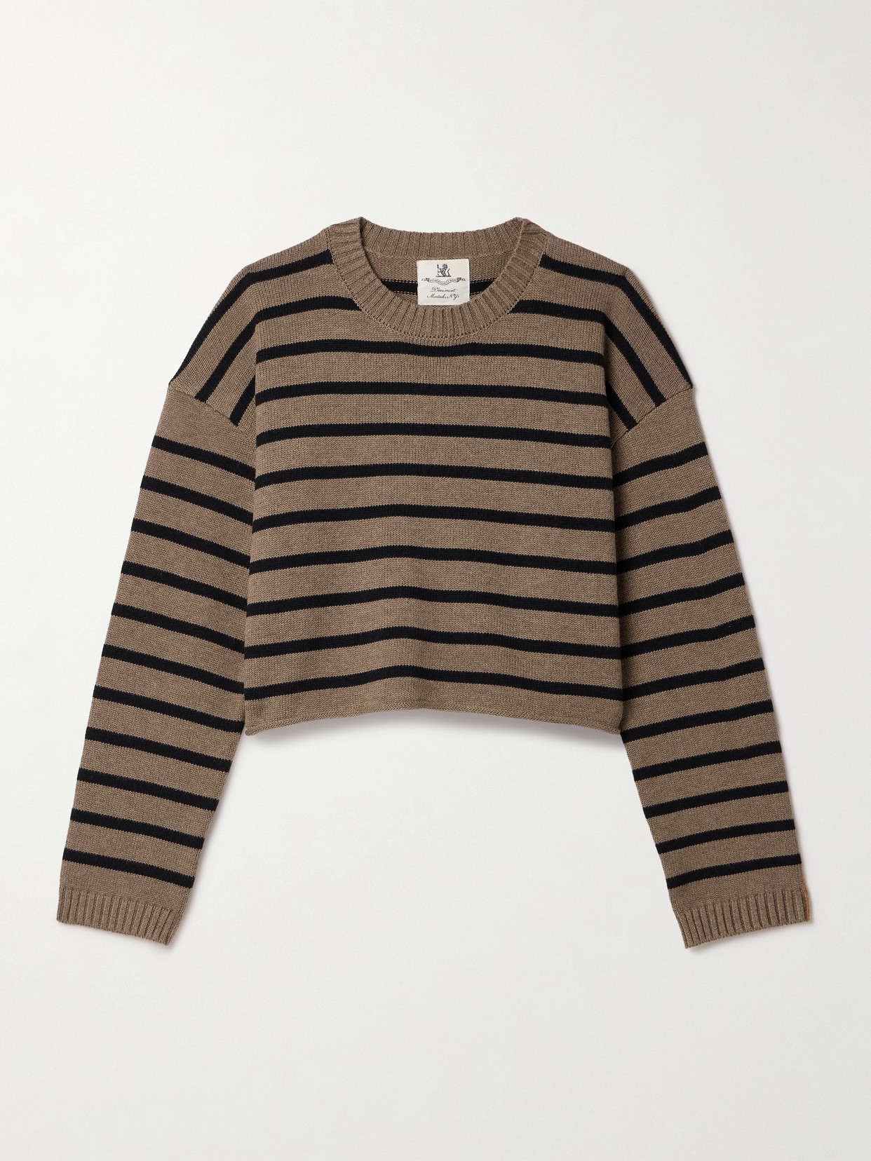 Denimist Cropped Striped Cotton-blend Jumper In Brown