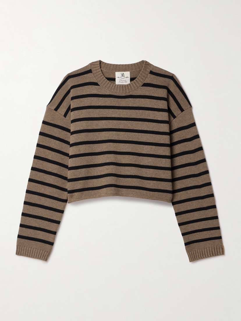 Denimist Cropped Striped Cotton-blend Sweater