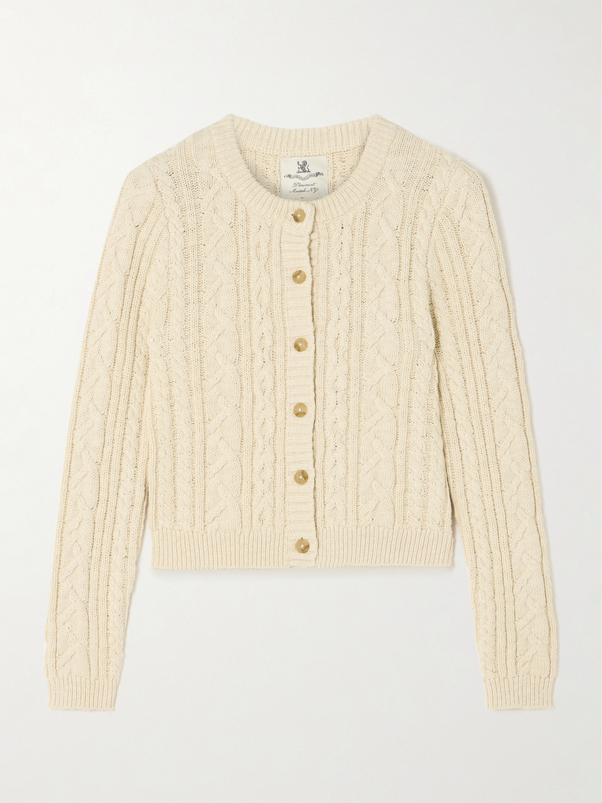 Denimist Cable-knit Cotton Cardigan In Ecru
