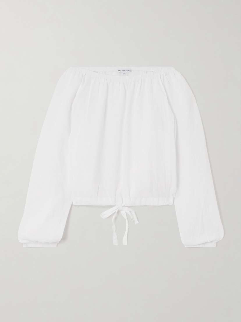James Perse Off-the-shoulder Linen Blouse