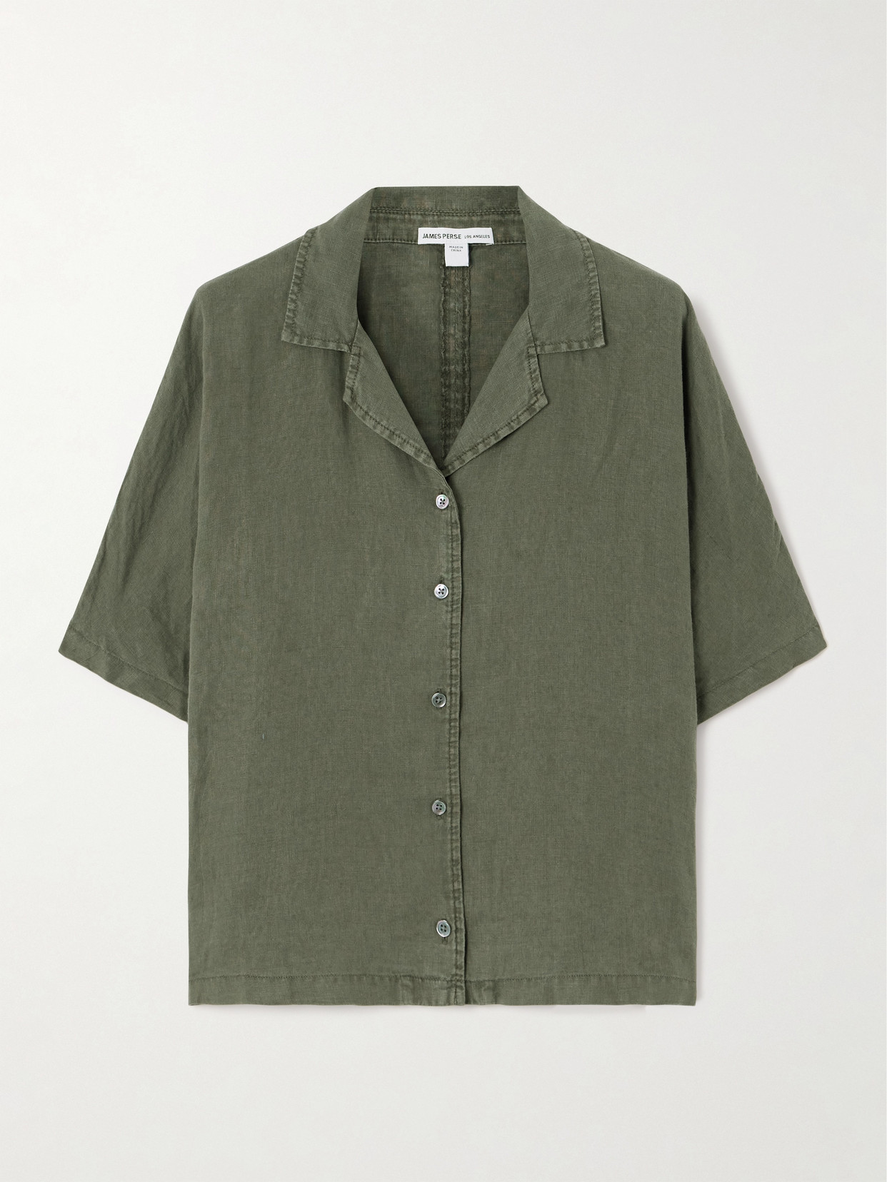 James Perse Linen Shirt In Green