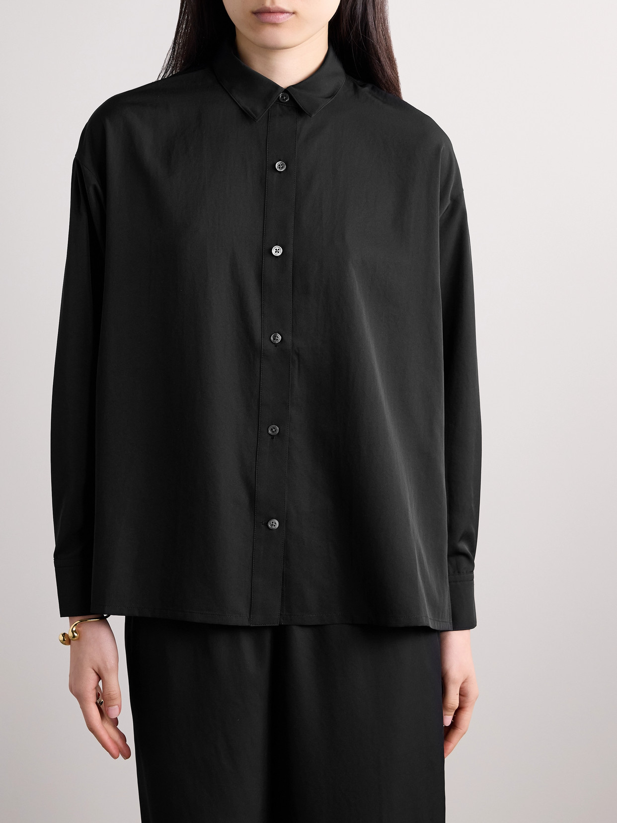 James Perse Matte-satin Shirt In Black
