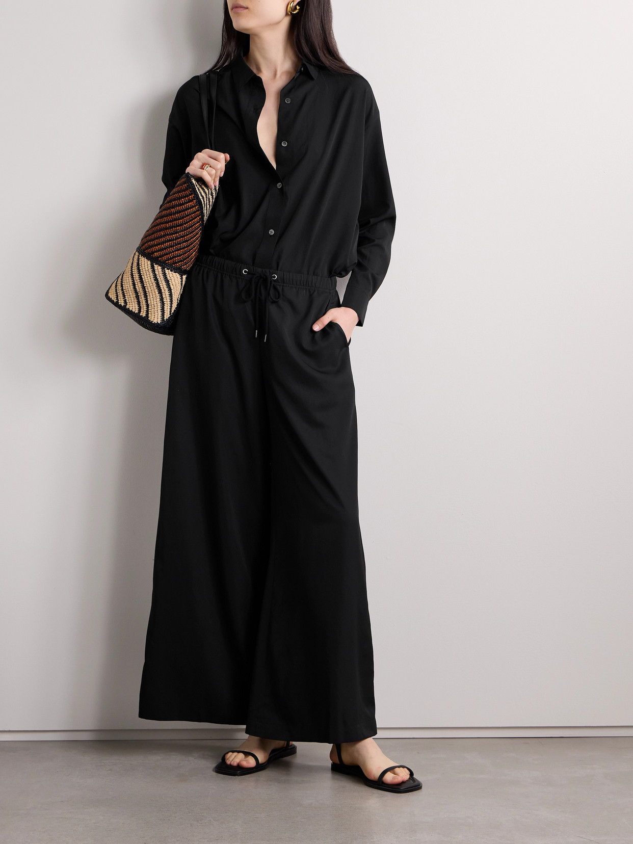 James Perse Matte-satin Shirt In Black