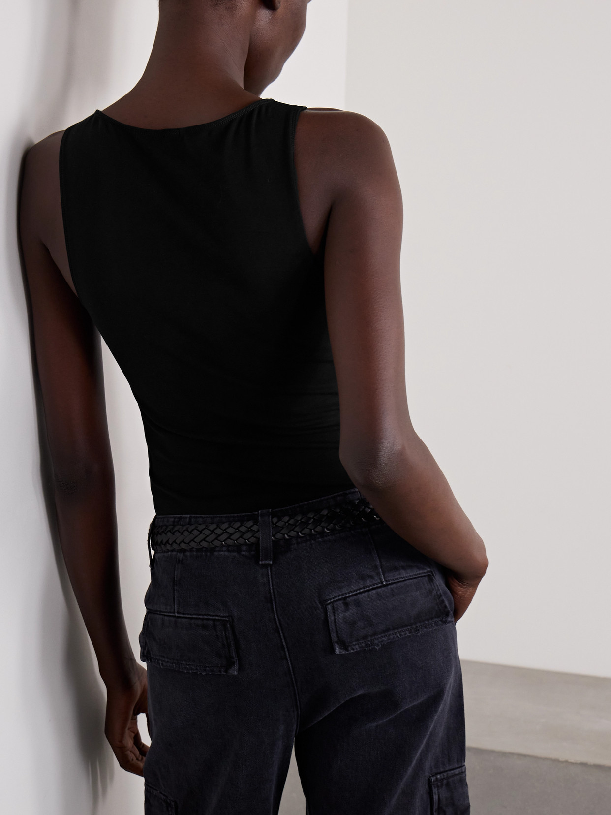 Re/done High Neck Bodysuit In Black