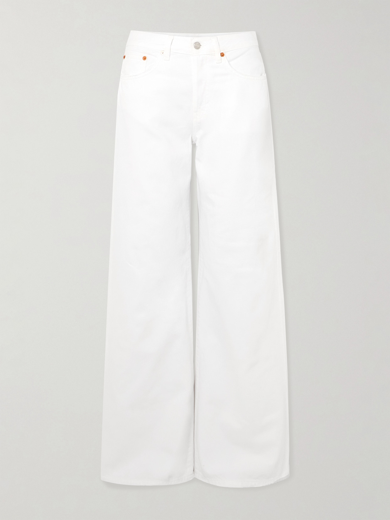 RE/DONE - Palazzo Frayed Mid-rise Wide-leg Jeans - White