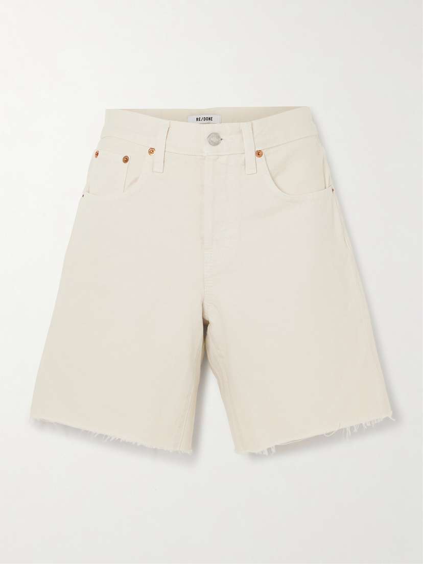 RE/DONE Boyfriend Frayed Denim Shorts