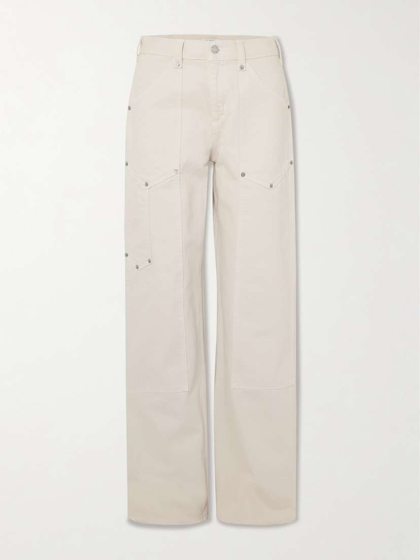RE/DONE Workwear Frayed Embellished Mid-rise Boyfriend Jeans