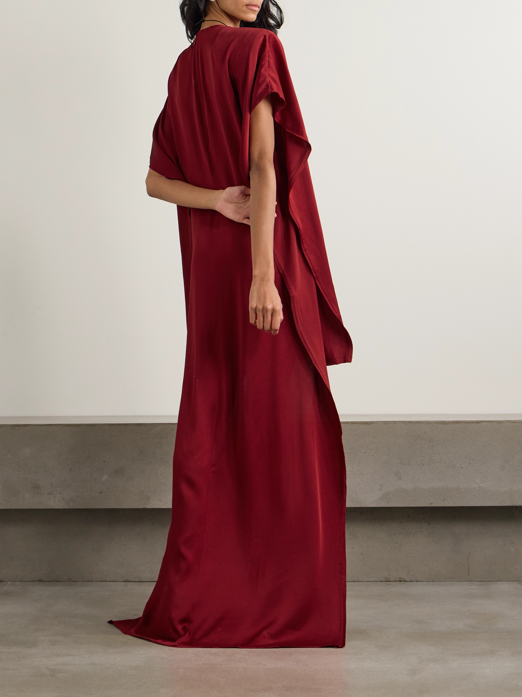 Stella McCartney Asymmetric draped cape-effect satin mini dress thumbnail