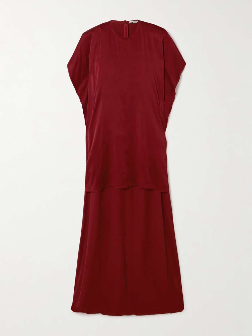 Stella McCartney Asymmetric Draped Cape-effect Satin Mini Dress