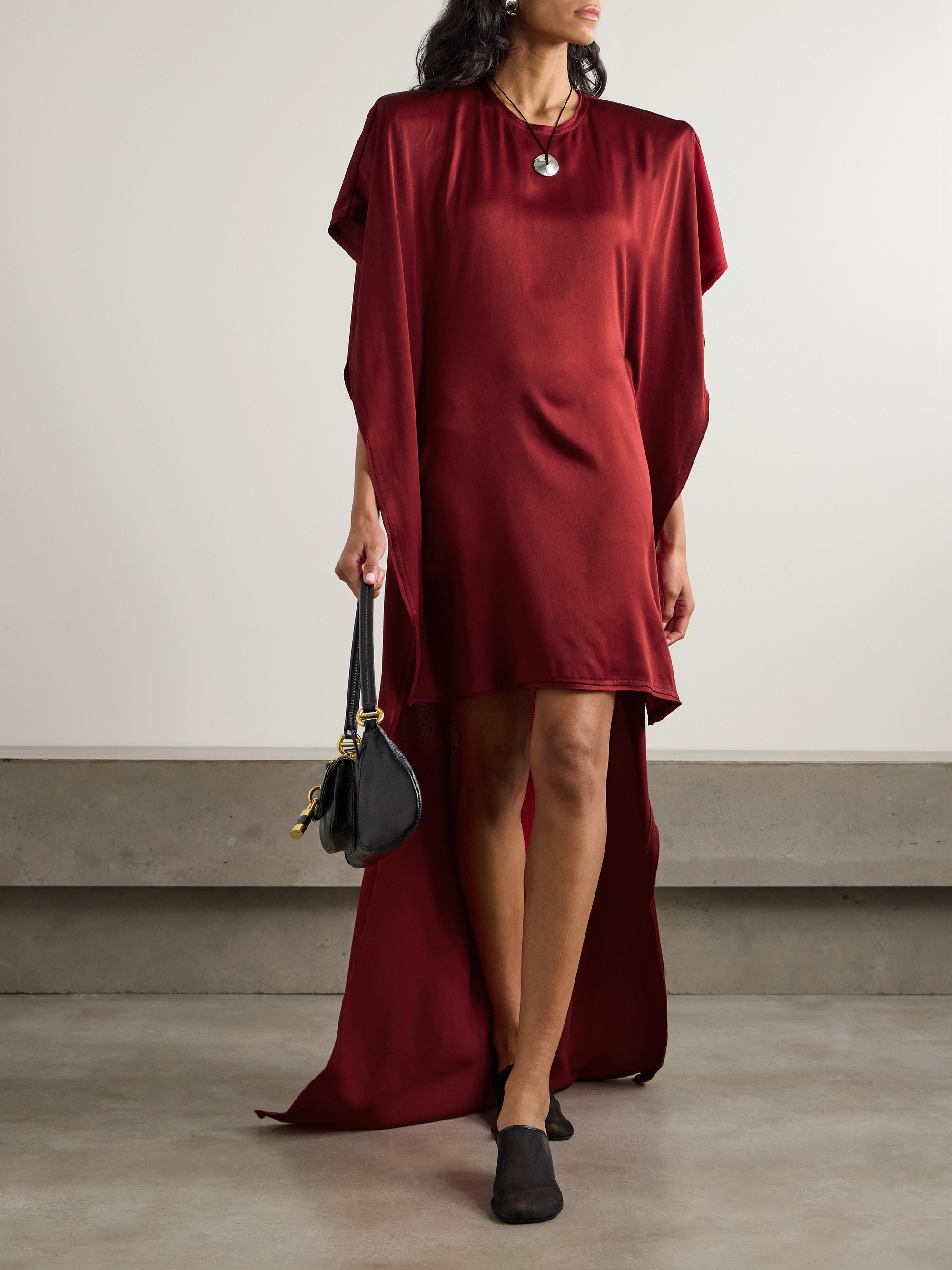 Stella McCartney Asymmetric draped cape-effect satin mini dress
