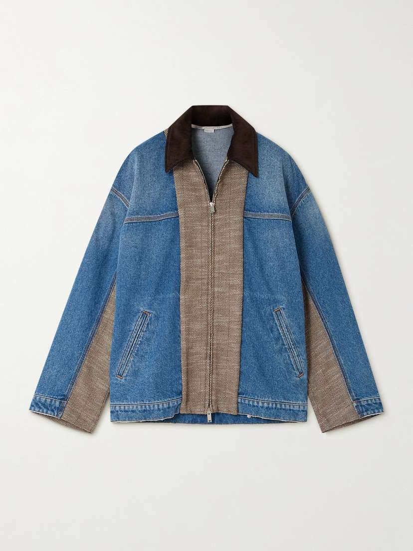 Stella McCartney Corduroy And Tweed-trimmed Denim Jacket