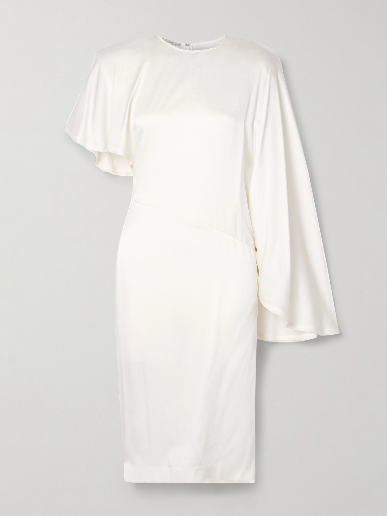 Stella Mccartney Asymmetric Draped Satin Midi Dress In Cream