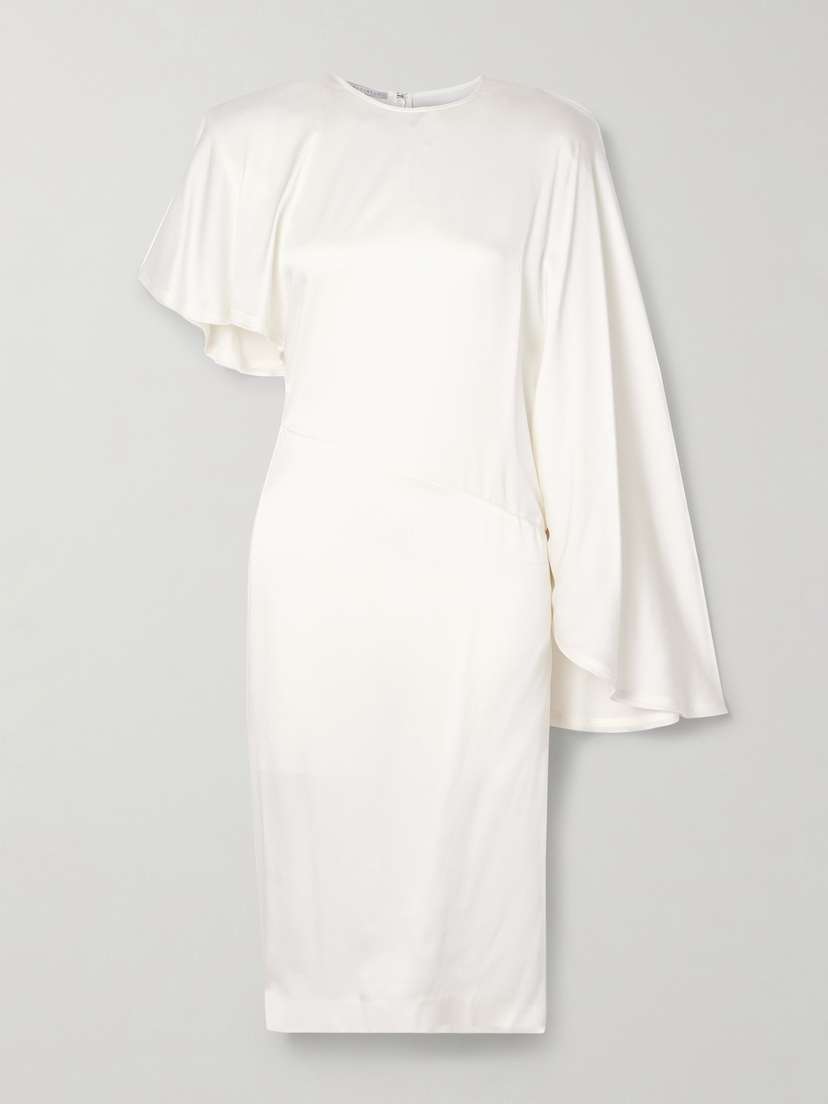 Stella McCartney Asymmetric Draped Satin Midi Dress