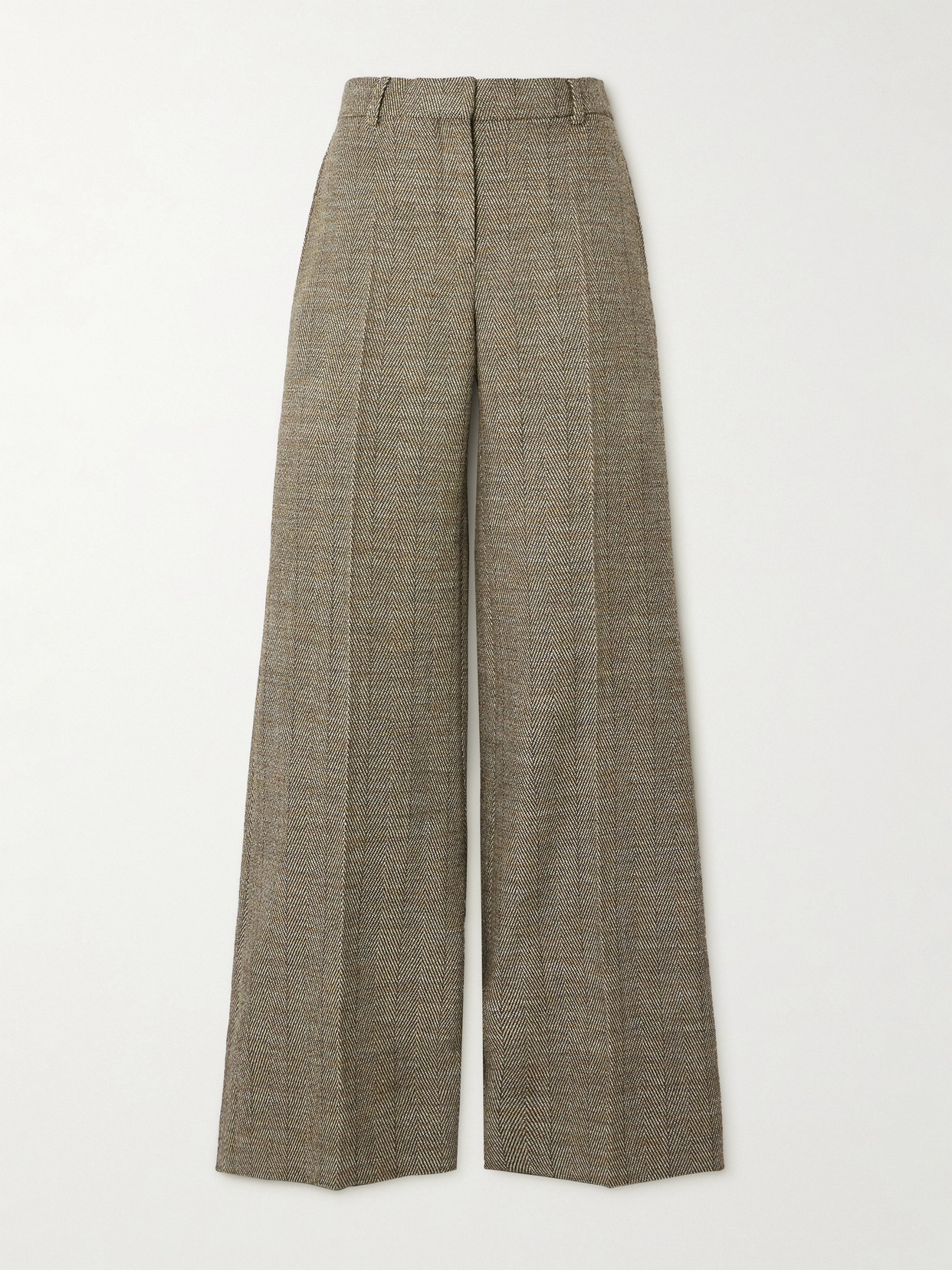 Stella McCartney - Herringbone Wool-blend Wide-leg Pants - Neutrals
