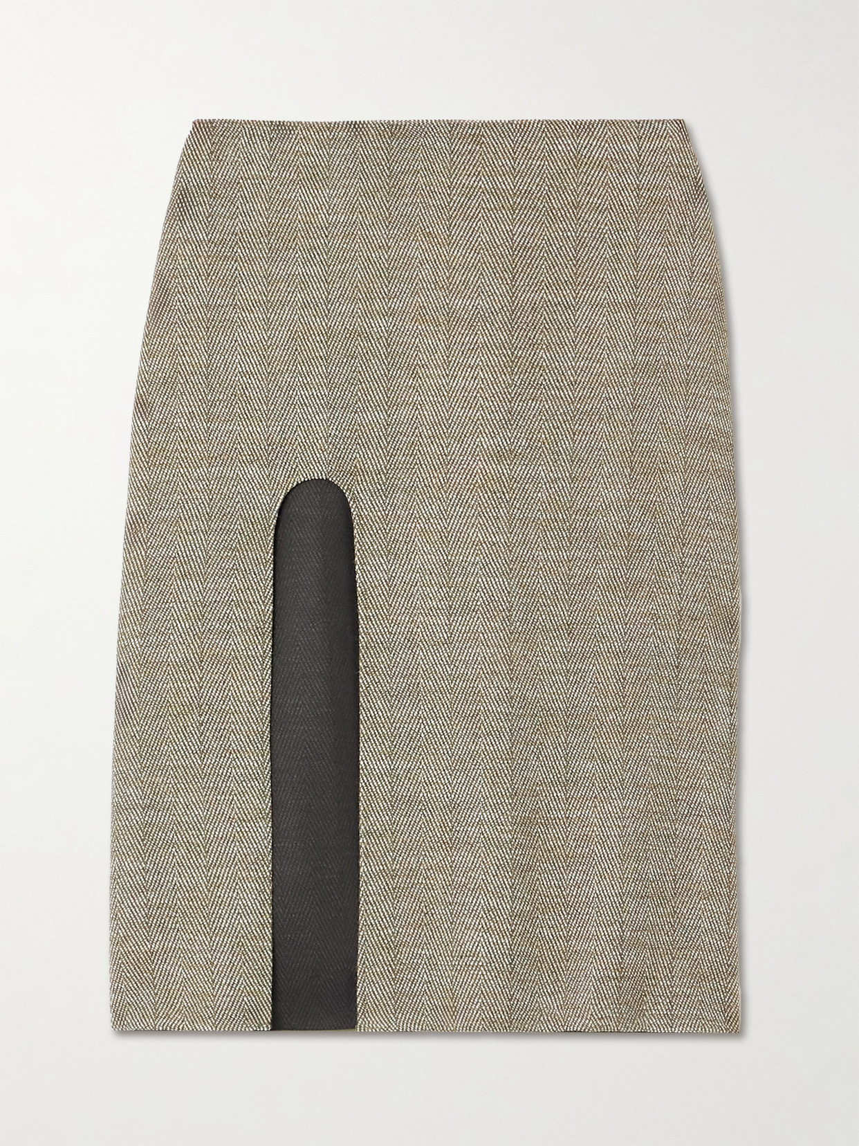 Stella McCartney - Cutout Herringbone Wool-tweed Midi Skirt - Neutrals