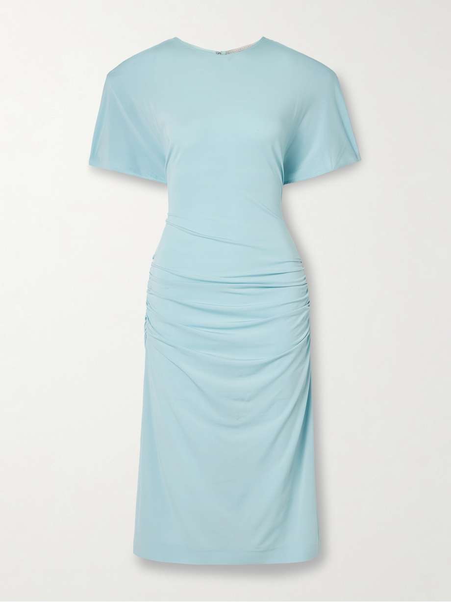 ruched jersey midi dress