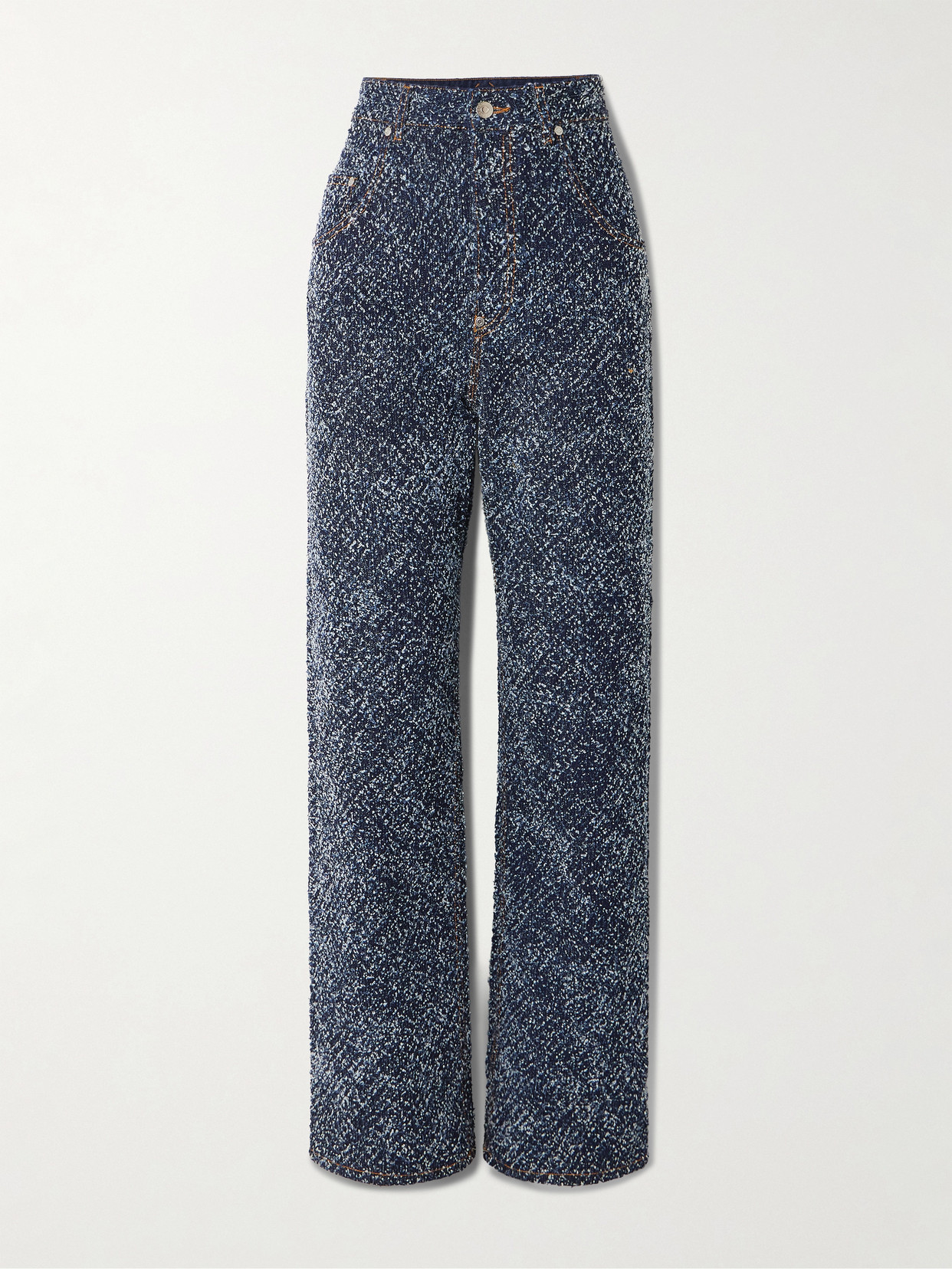 Stella McCartney - Denim-bouclé High-rise Straight-leg Jeans - Blue