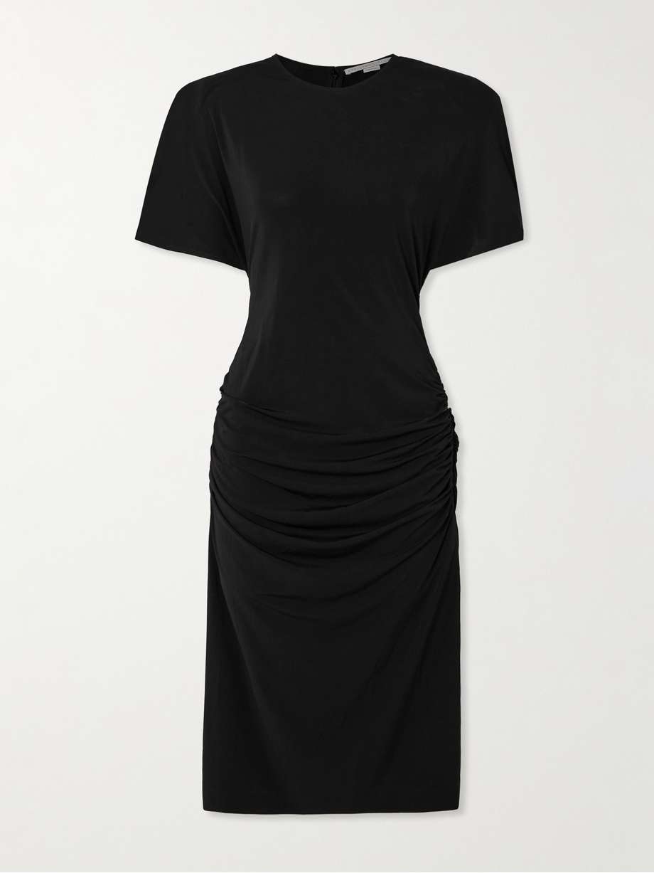 ruched jersey midi dress