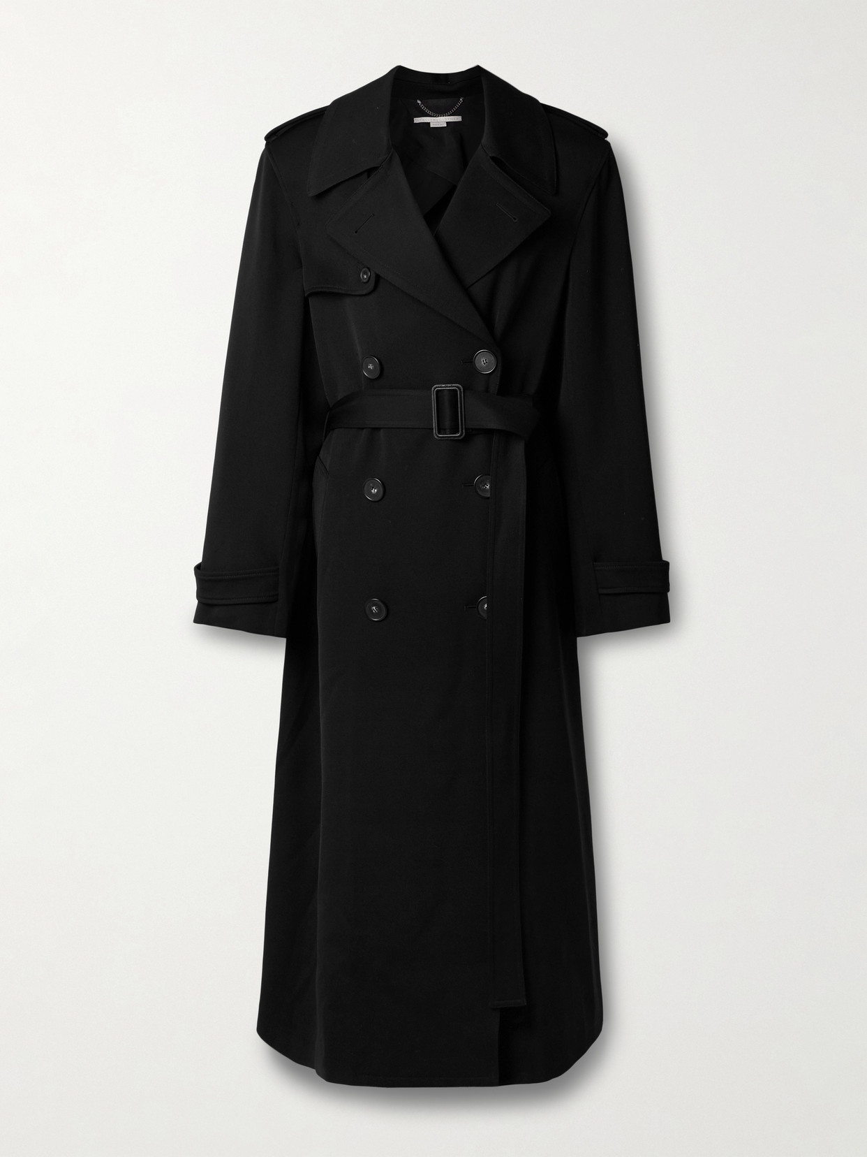 Stella Mccartney Belted Double-breasted Wool-twill Trench Coat In Black