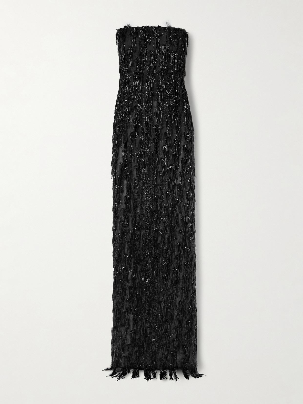 Stella McCartney - Strapless Fringed Tulle Gown - Black
