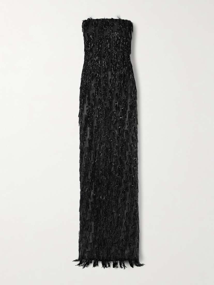 Stella McCartney Strapless Fringed Tulle Gown