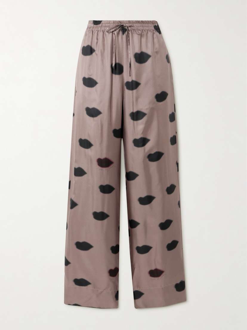 Stella McCartney Printed Silk-crepe Wide-leg Pants
