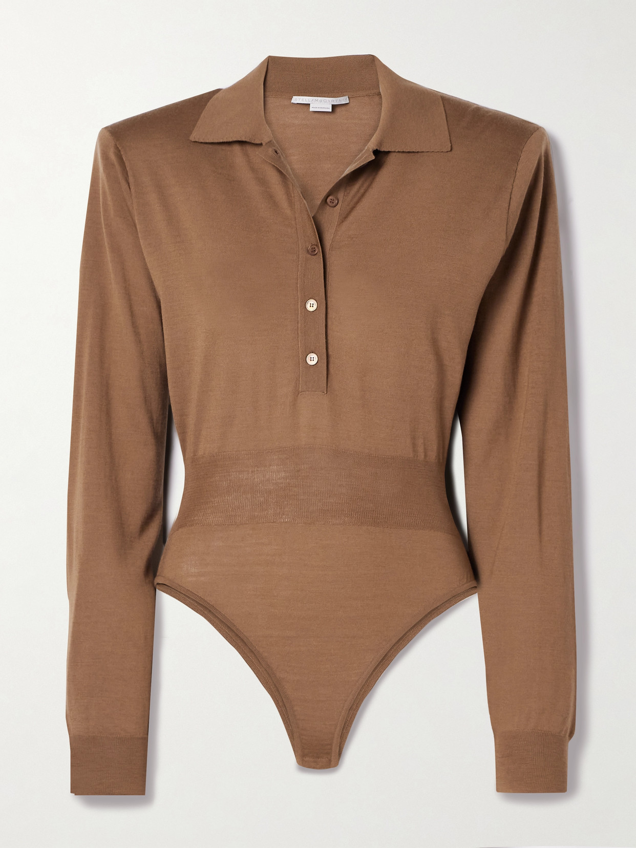 Stella Mccartney Wool Bodysuit In Brown