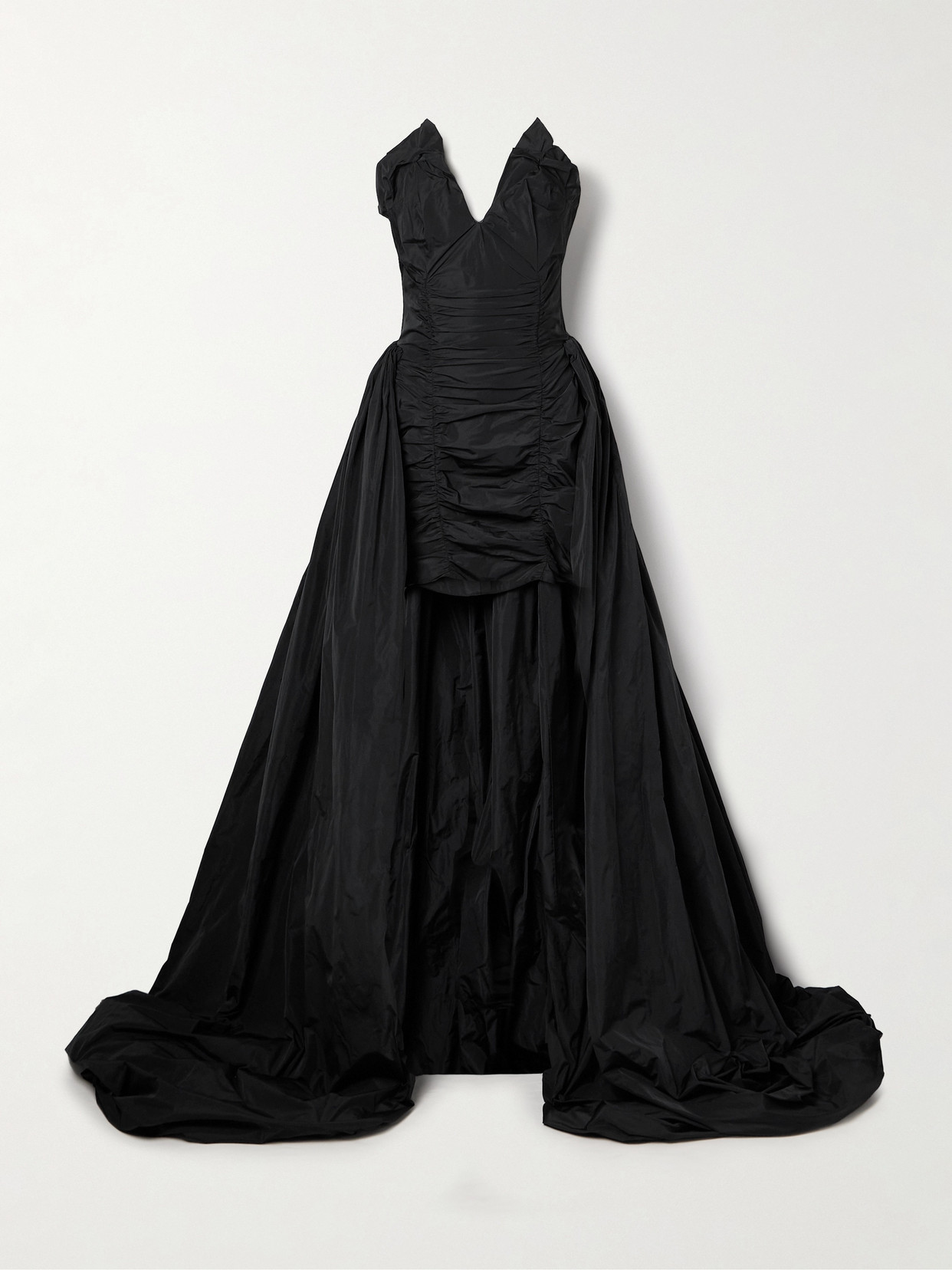 Stella Mccartney Strapless Ruched Taffeta Gown In Black