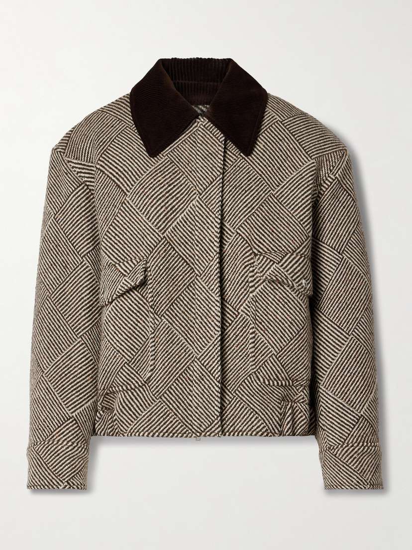 Stella McCartney Cotton-corduroy Trimmed Checked Wool-blend Jacket