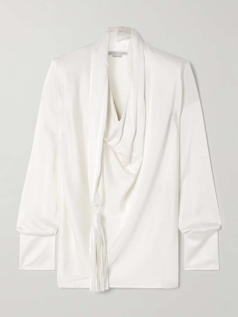 Stella McCartney Tasseled Draped Satin-crepe Blouse