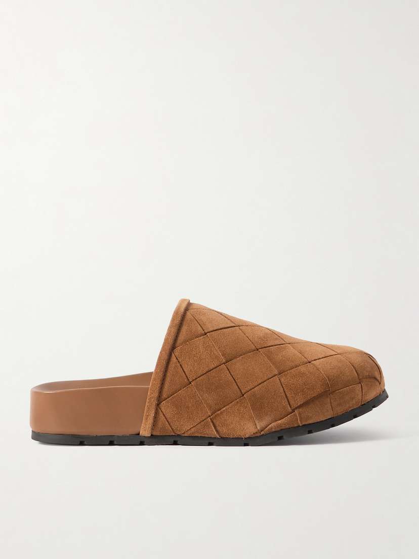 Bottega Veneta Reggie Intrecciato Suede Slippers