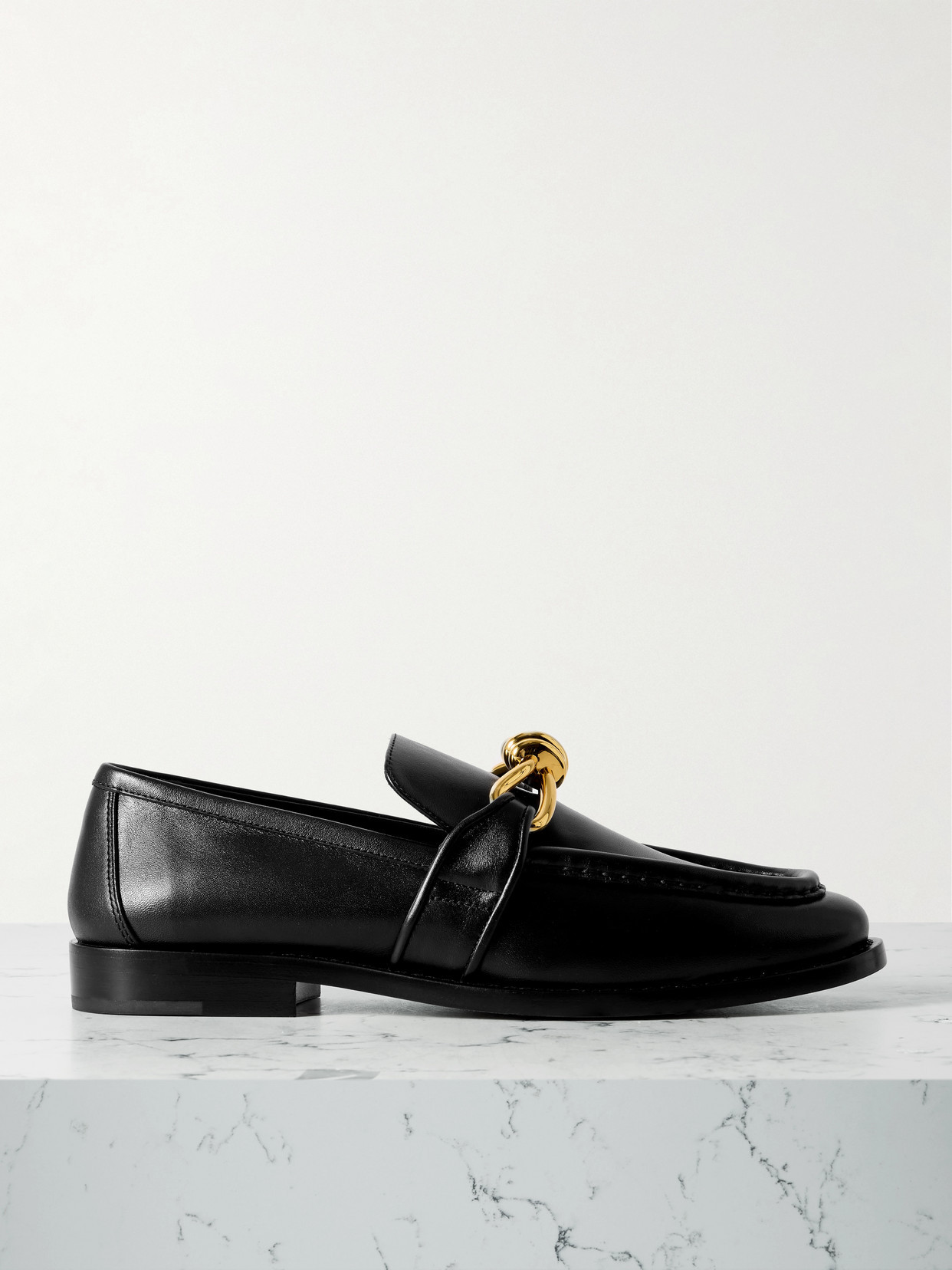 Bottega Veneta Astaire Embellished Leather Loafers In Black