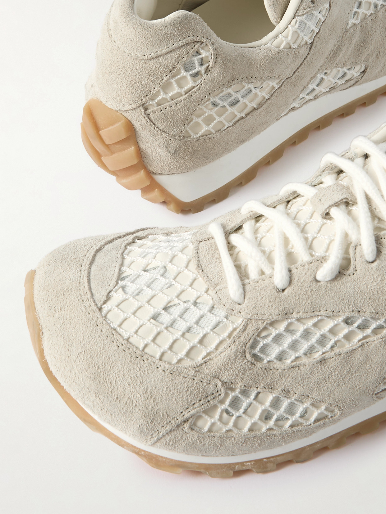 Orbit Suede, Leather, Mesh And Fishnet Sneakers