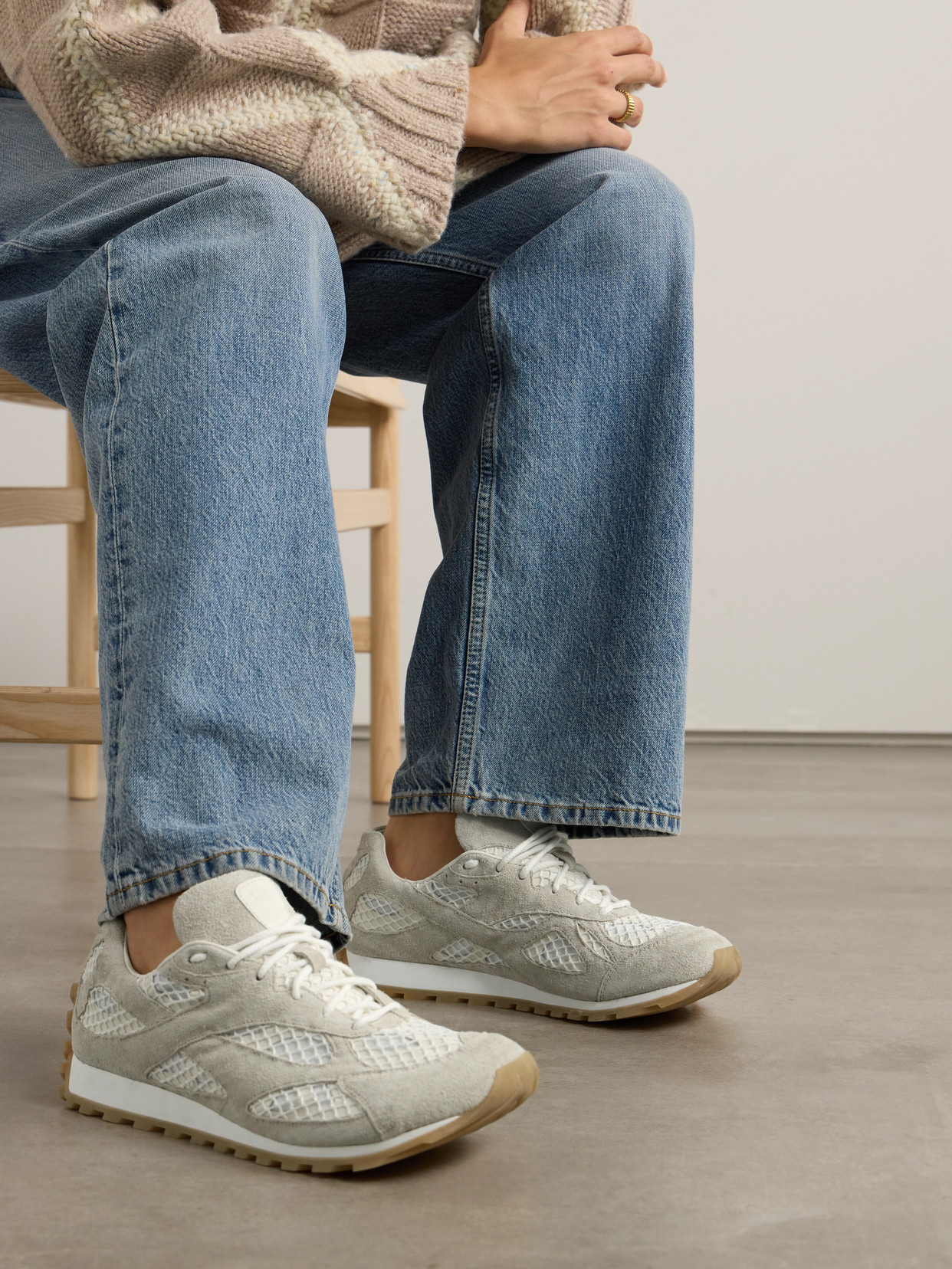 Orbit Suede, Leather, Mesh And Fishnet Sneakers