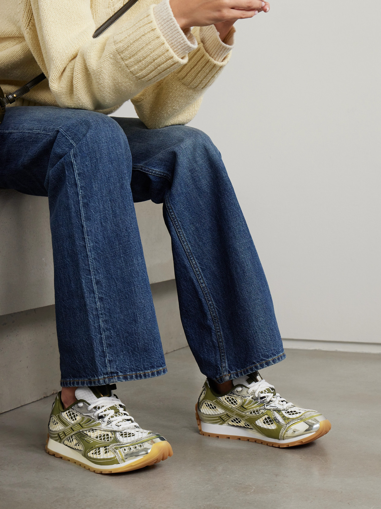 Orbit Metallic Rubber, Mesh And Fishnet Sneakers