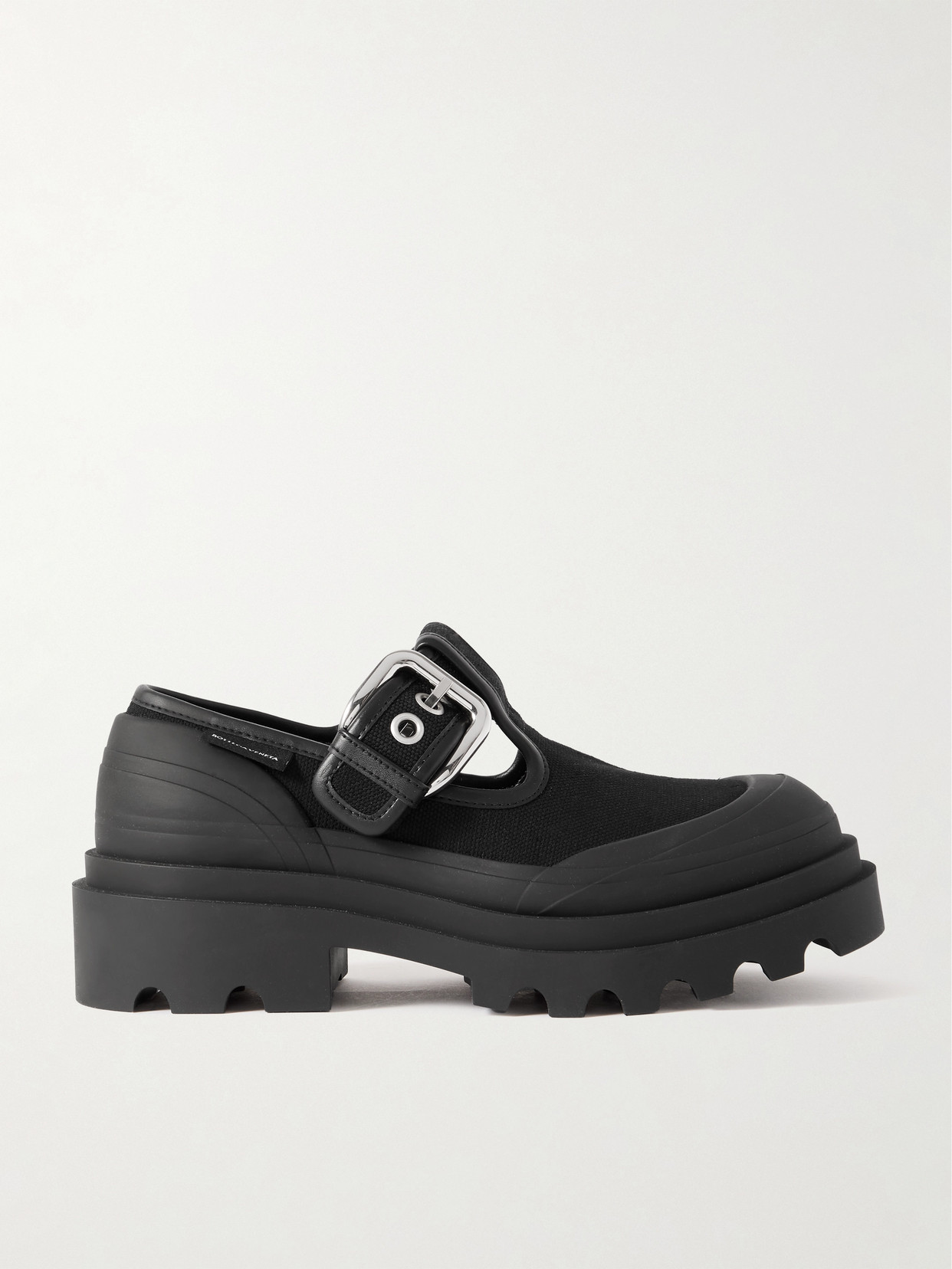 Bottega Veneta Trek Rubber- And Leather-trimmed Canvas Platform Loafers In Black