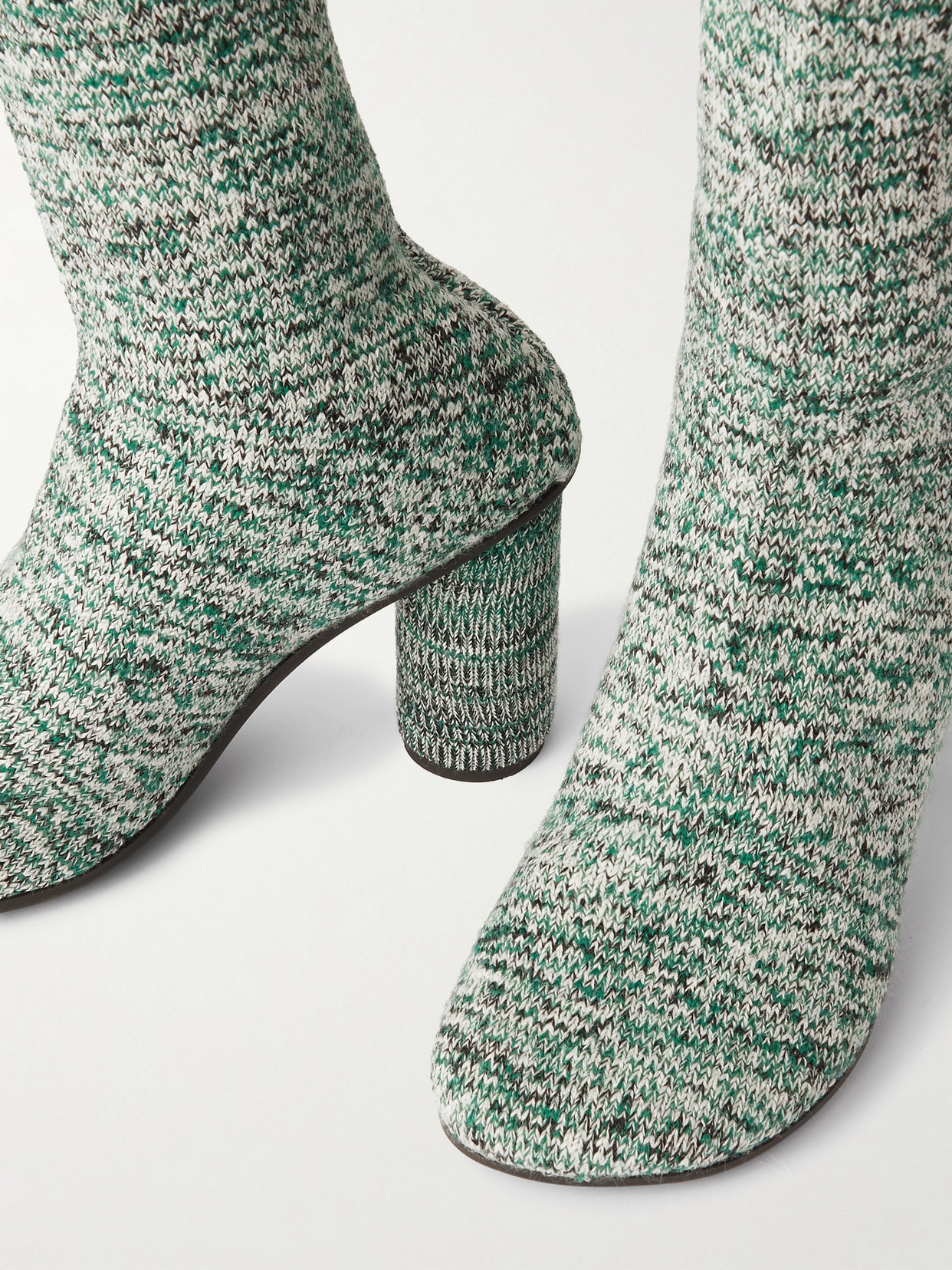 BOTTEGA VENETA ATOMIC RIBBED-KNIT KNEE BOOTS