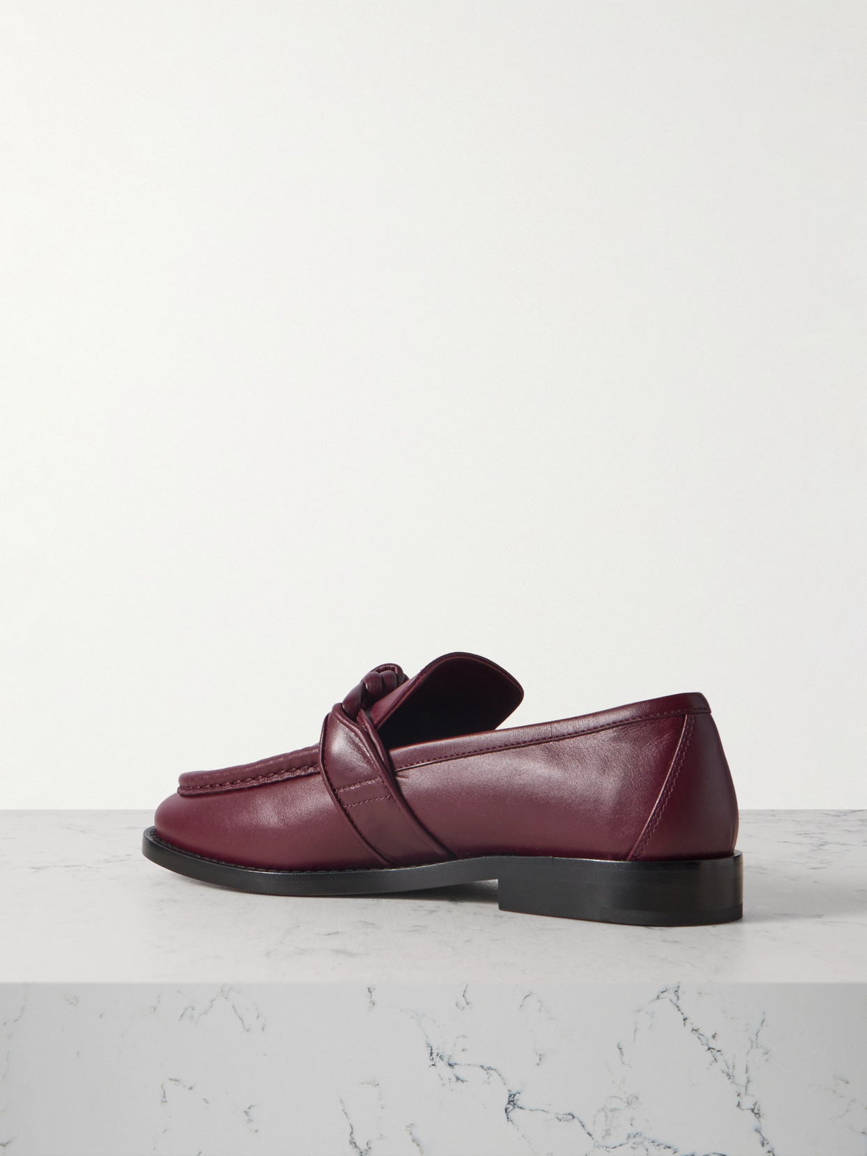 Bottega Veneta Caramel Leather Astaire Loafers In Burgundy
