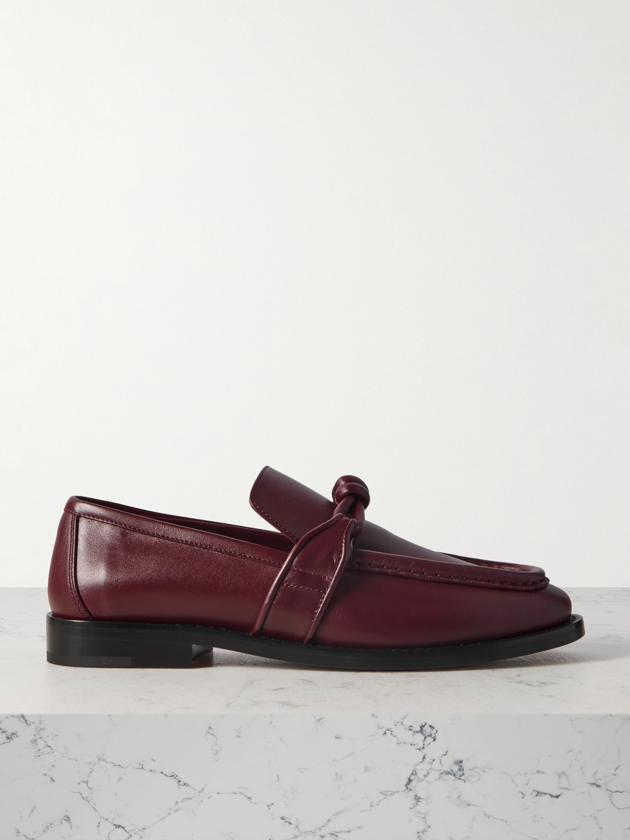 Bottega Veneta - Astaire Embellished Leather Loafers - Burgundy