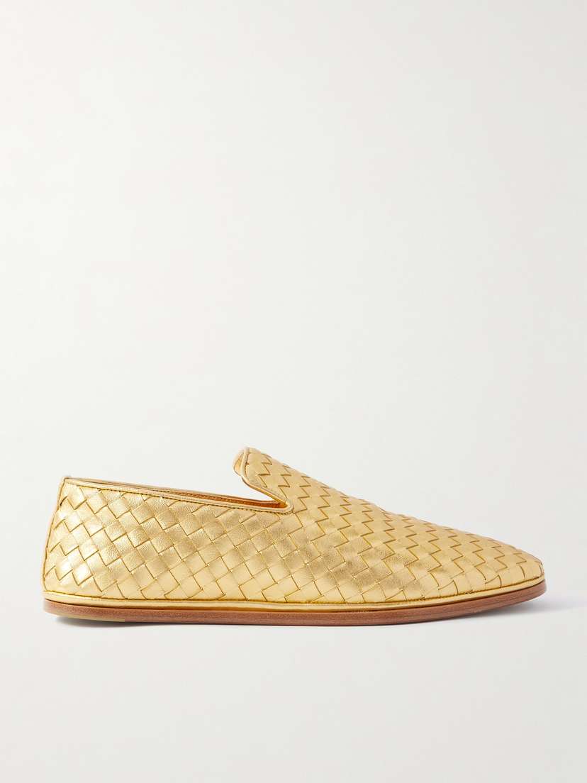 Bottega Veneta Sunday Intrecciato Metallic Leather Loafers
