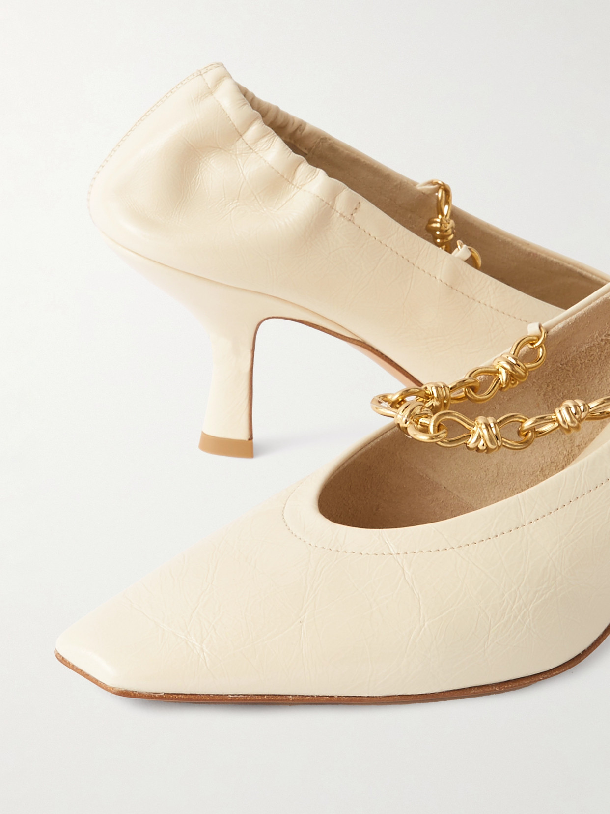 Melbourne Embellished Glossed Crinkled-Leather Pumps