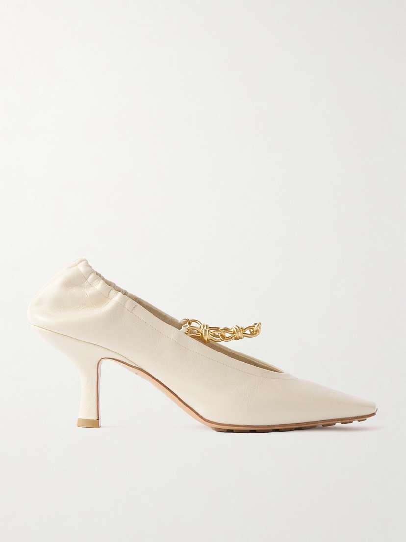 Bottega Veneta Melbourne Embellished Glossed Crinkled-leather Pumps